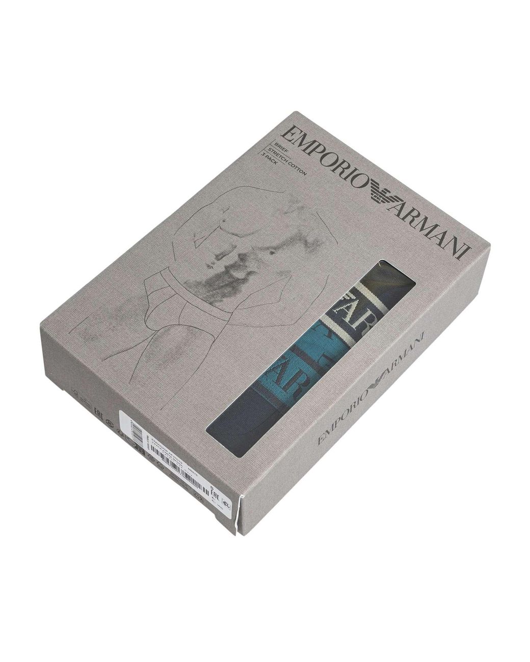 Emporio Armani Blue 3 Pack Cotton Stretch Briefs for men