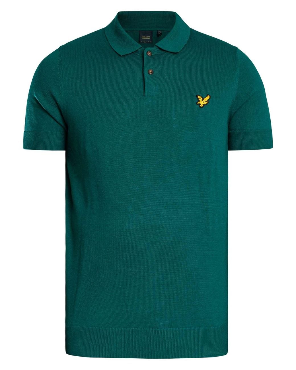 Lyle & Scott Green Knitted Polo Shirt for men