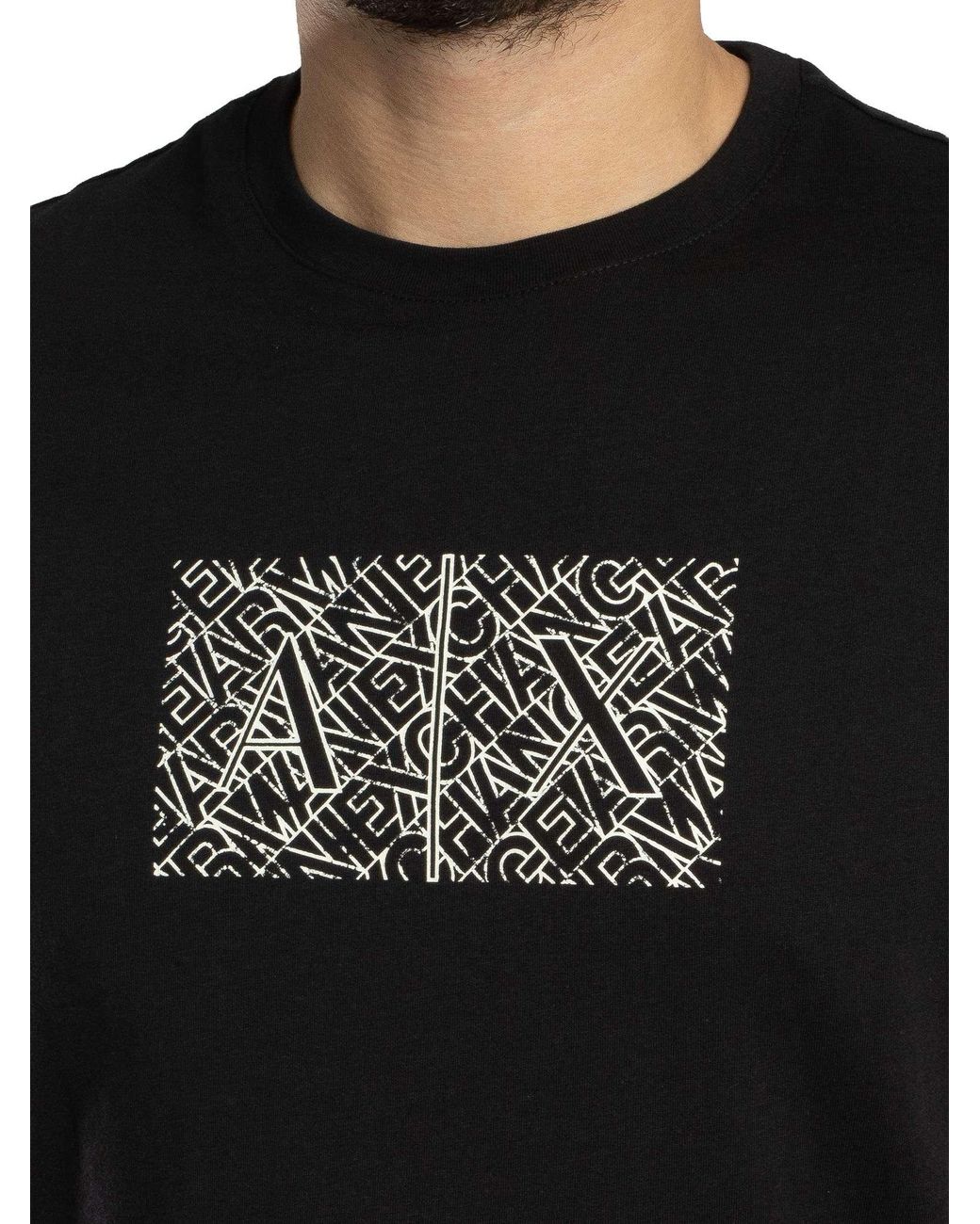 ARMANI EXCHANGE Black Outline Graphic Slim T-shirt for men