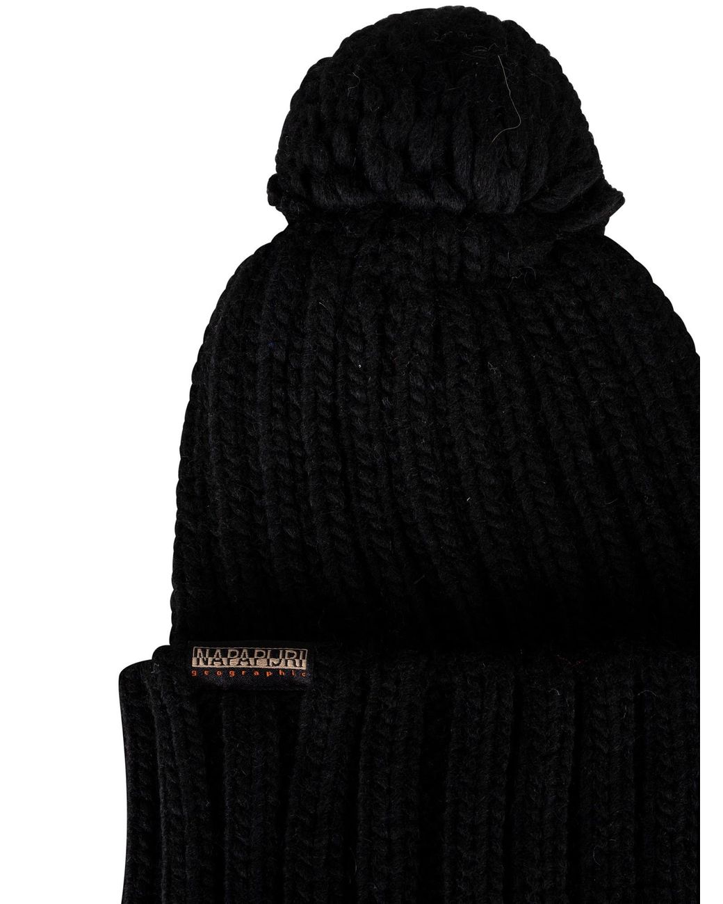 Napapijri Black Semiury 5 Pom Beanie for men