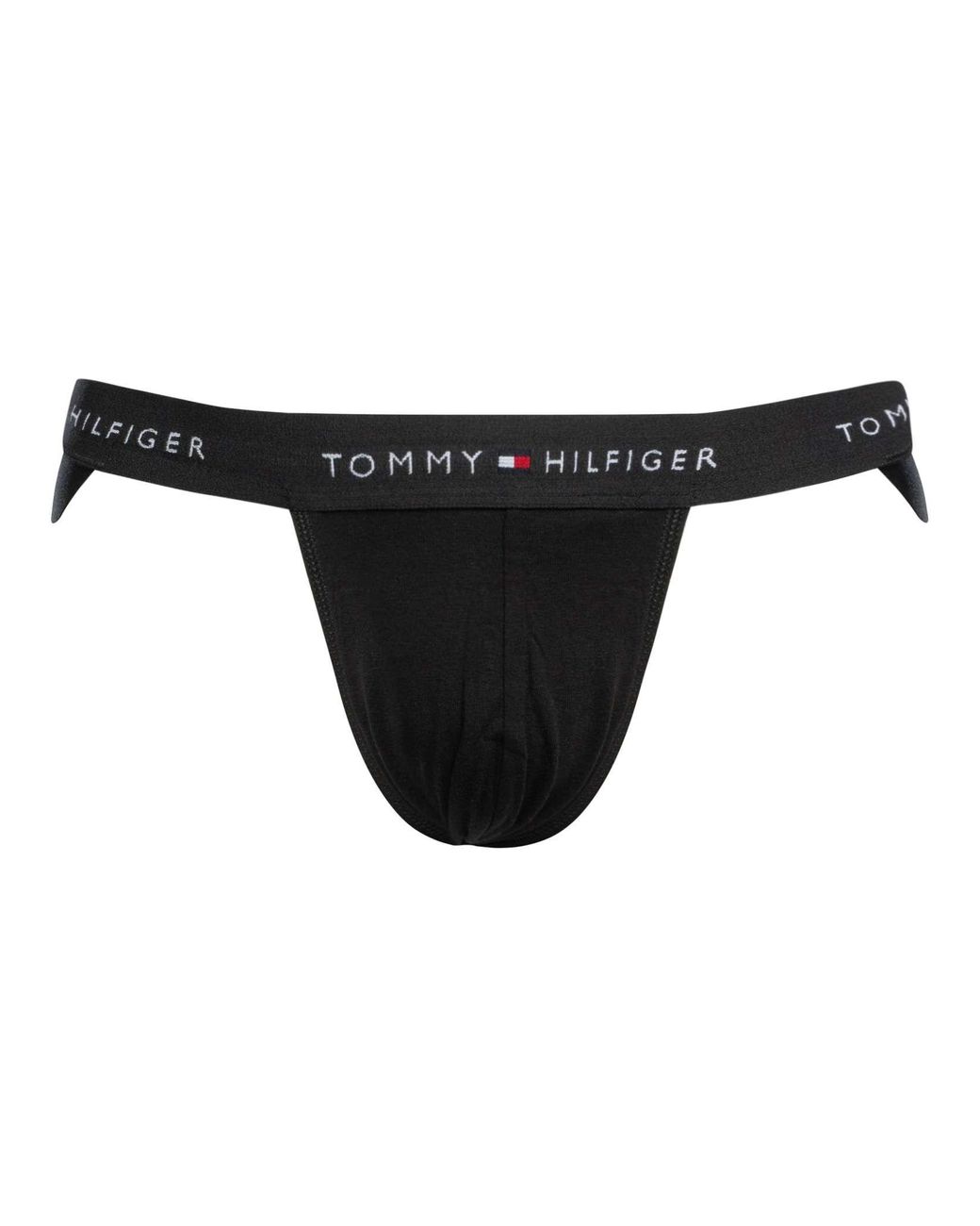 Tommy Hilfiger Black 3 Pack Signature Cotton Essentials Jockstrap for men