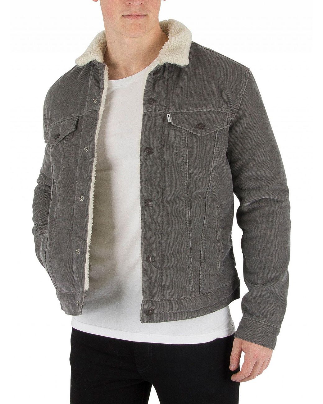 Levi's Pewter Cord Type 3 Sherpa Trucker Jacket in Grey for Men | Lyst  Australia