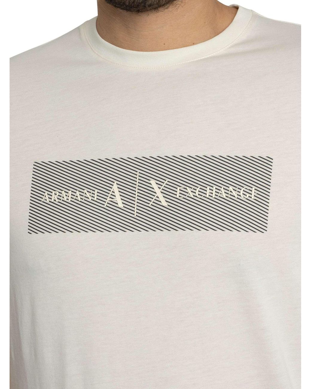 ARMANI EXCHANGE White Stripe Logo T-shirt for men