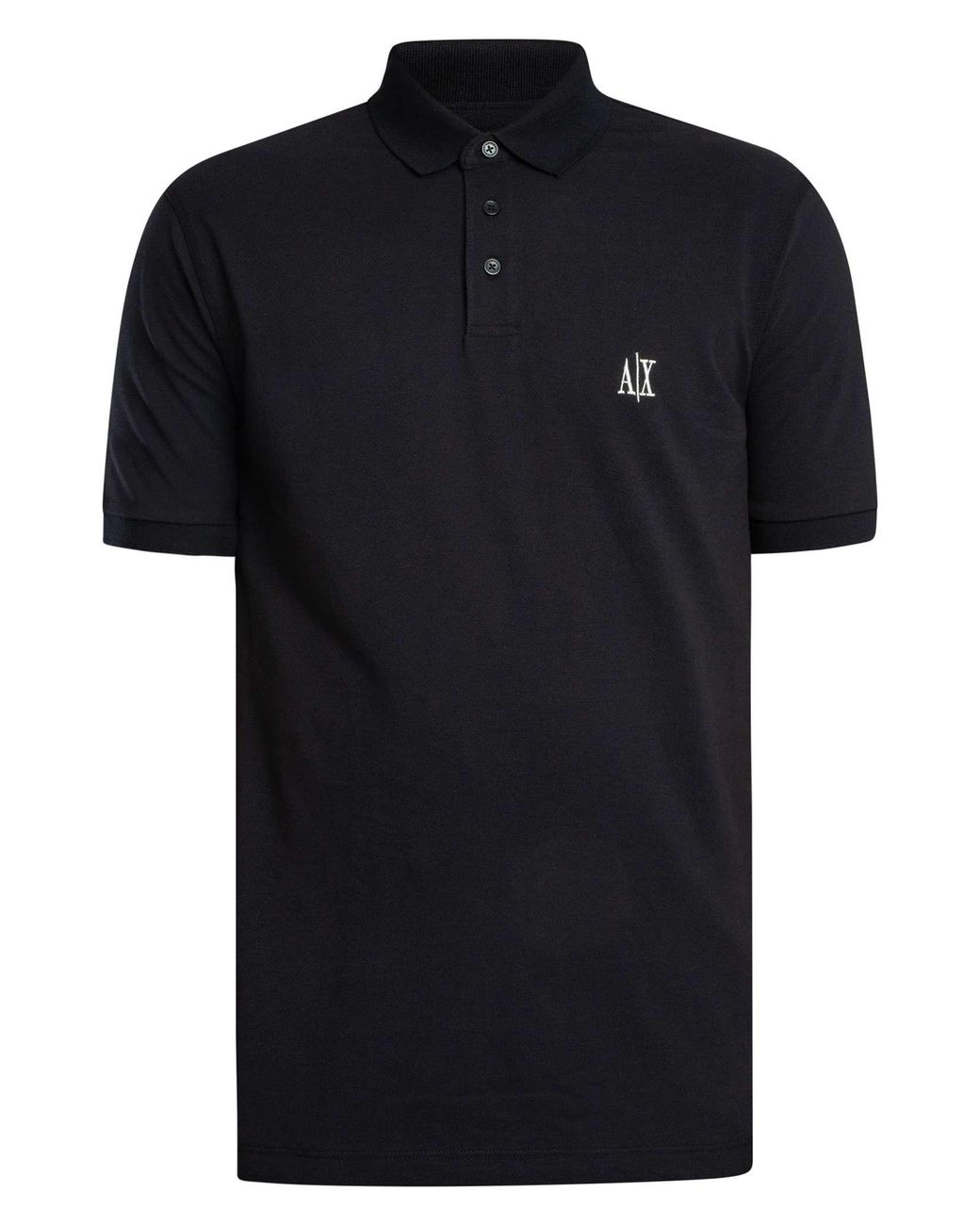 ARMANI EXCHANGE Black Embroidered Logo Polo Shirt for men