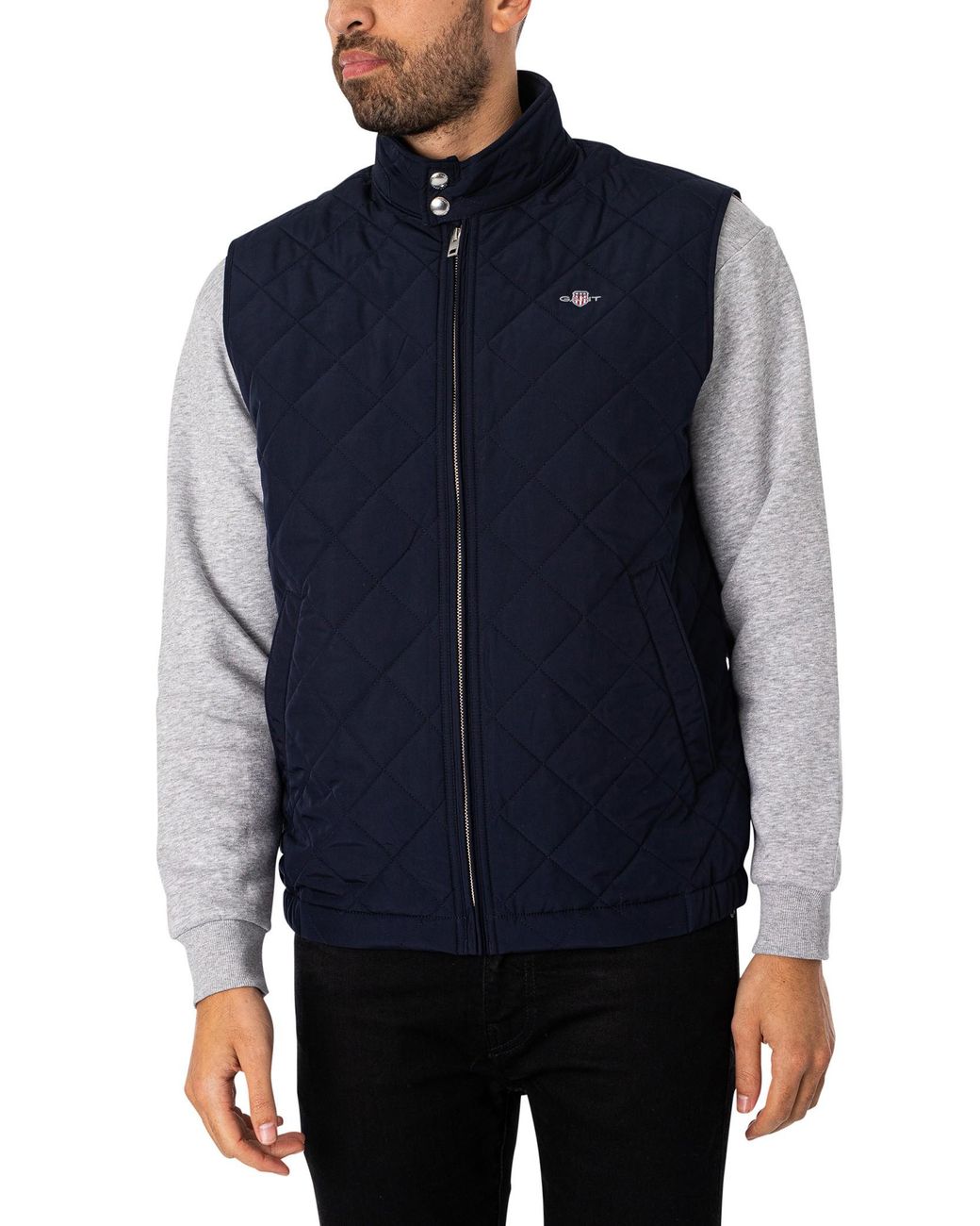 Gant Blue Quilted Windcheater Gilet for men