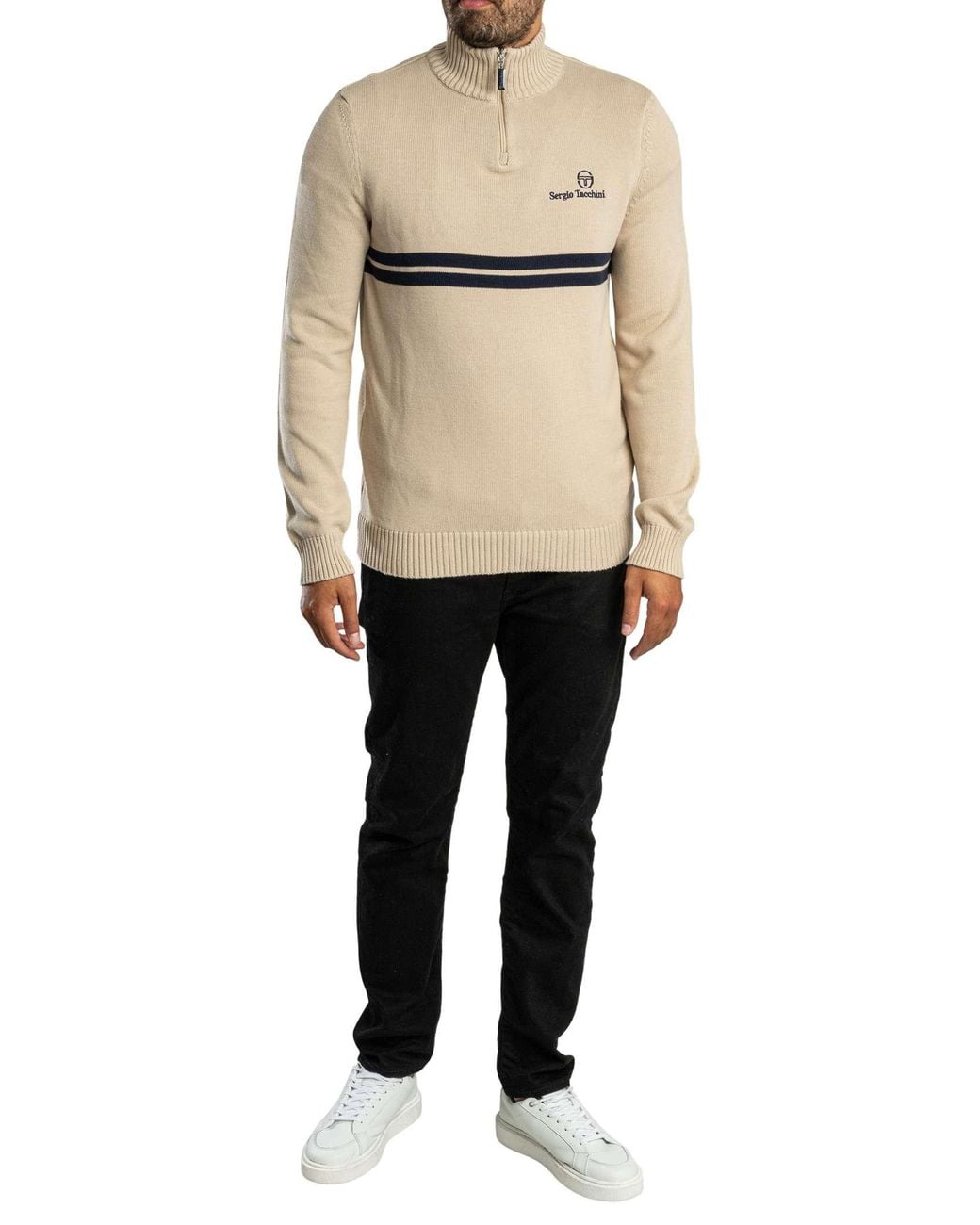 Sergio Tacchini Natural New Dallas 1/4 Zip Knit for men