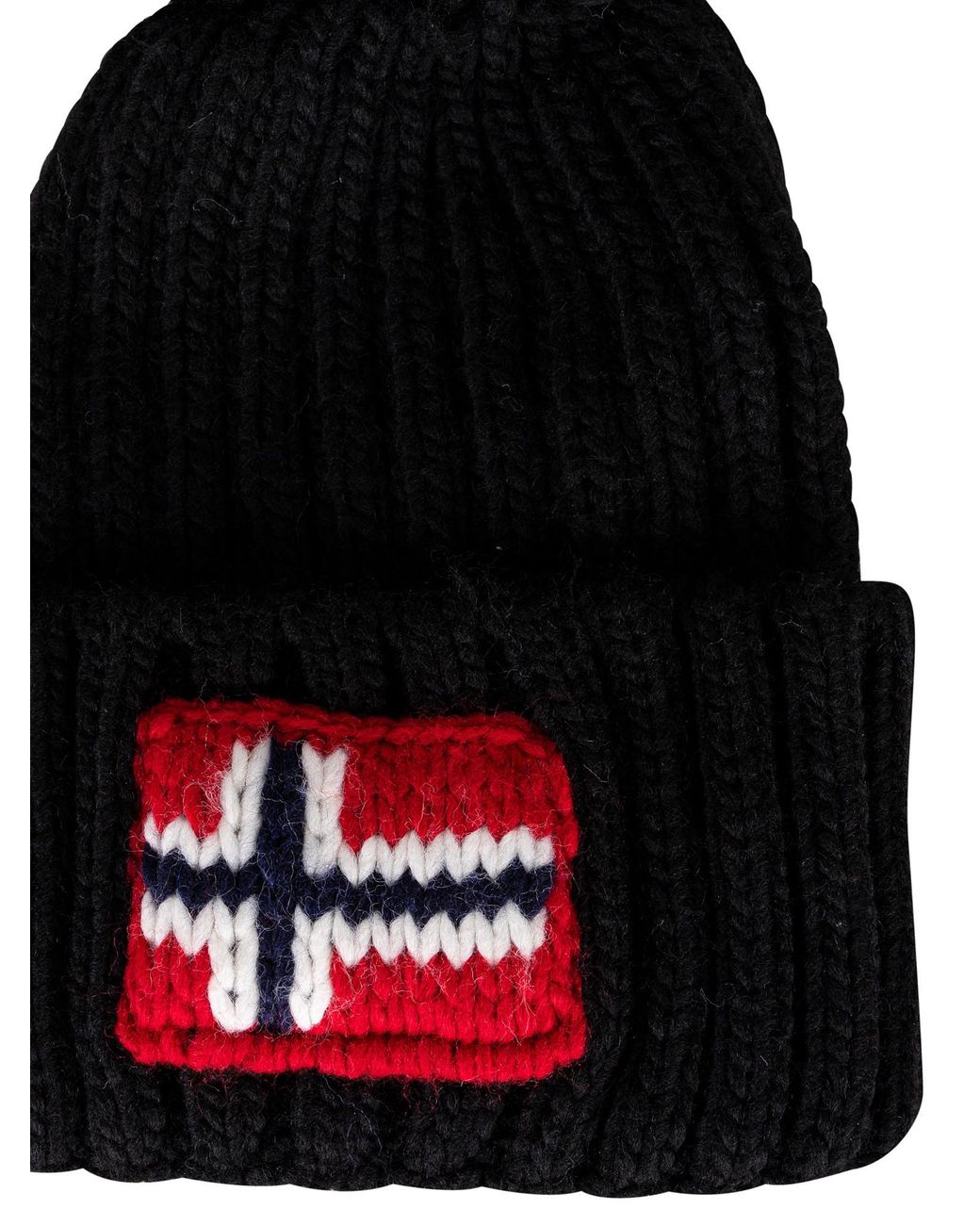 Napapijri Black Semiury 5 Pom Beanie for men