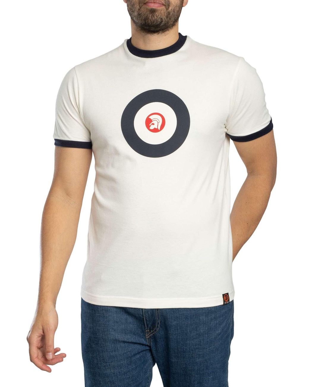 Trojan White Target Logo Ringer T-Shirt for men