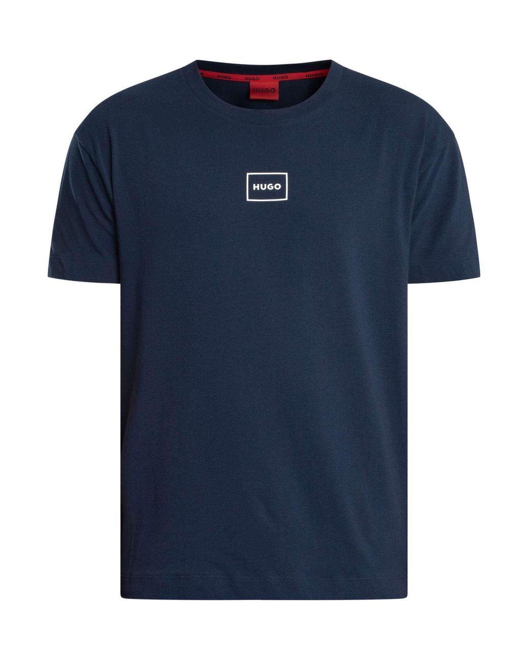 HUGO Blue Lounge Laze Box Logo T-Shirt for men