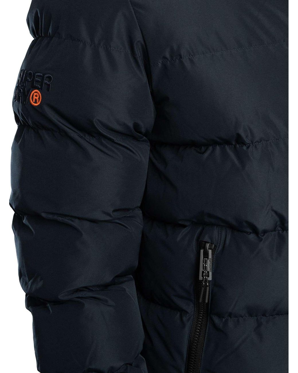 Superdry Blue Hooded Sports Puffer Jacket for men