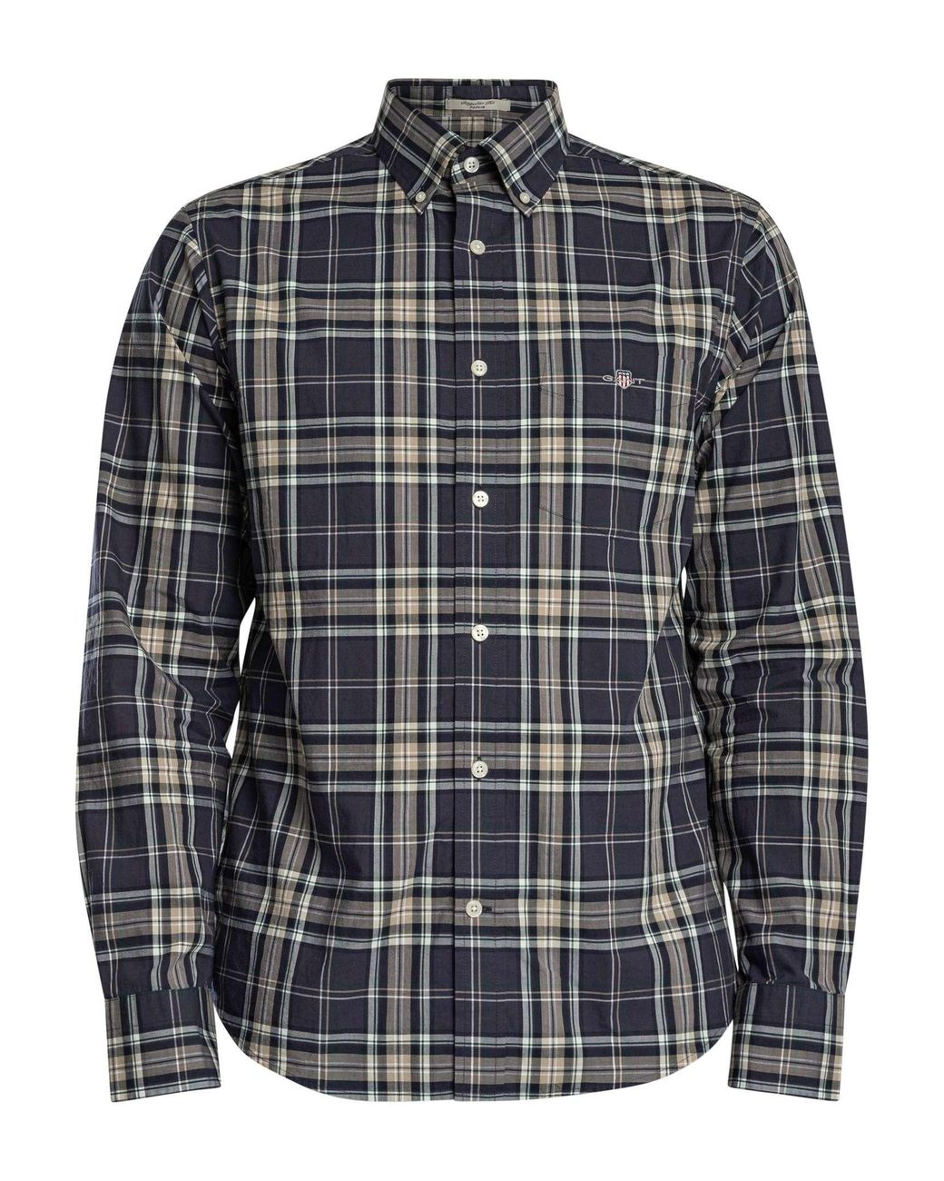 Gant Gray Regular Poplin Check Shirt for men