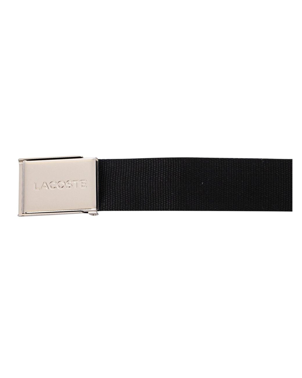Lacoste Black Engraved Buckle Woven Belt for men
