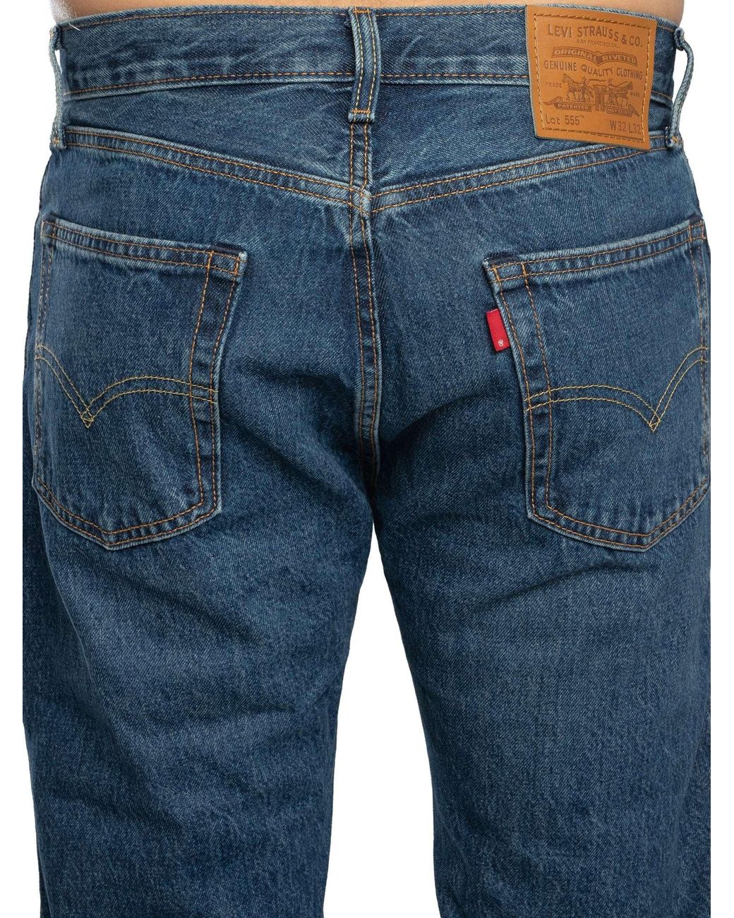 Levi's Blue 555 Relaxed Straight Jeans for men