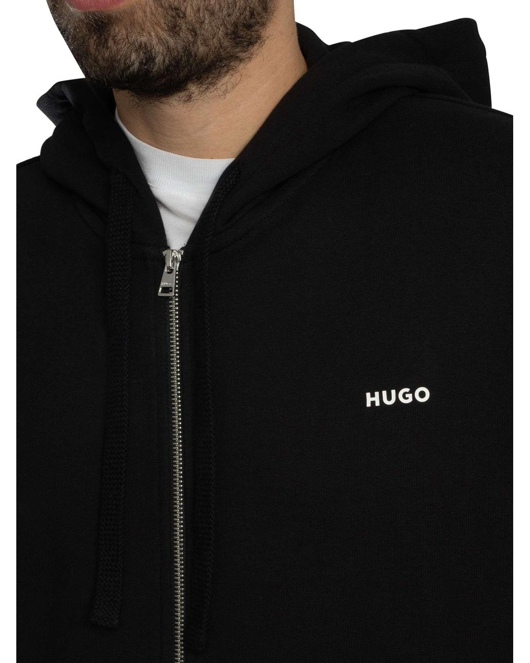 HUGO Black Dapozip Zip Hoodie for men