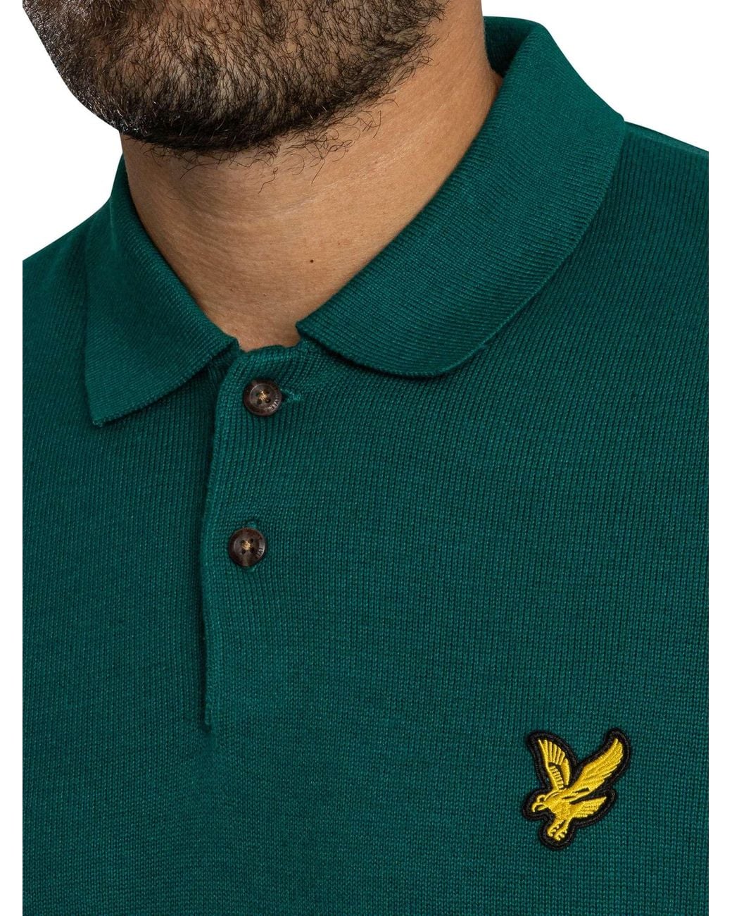 Lyle & Scott Green Knitted Polo Shirt for men