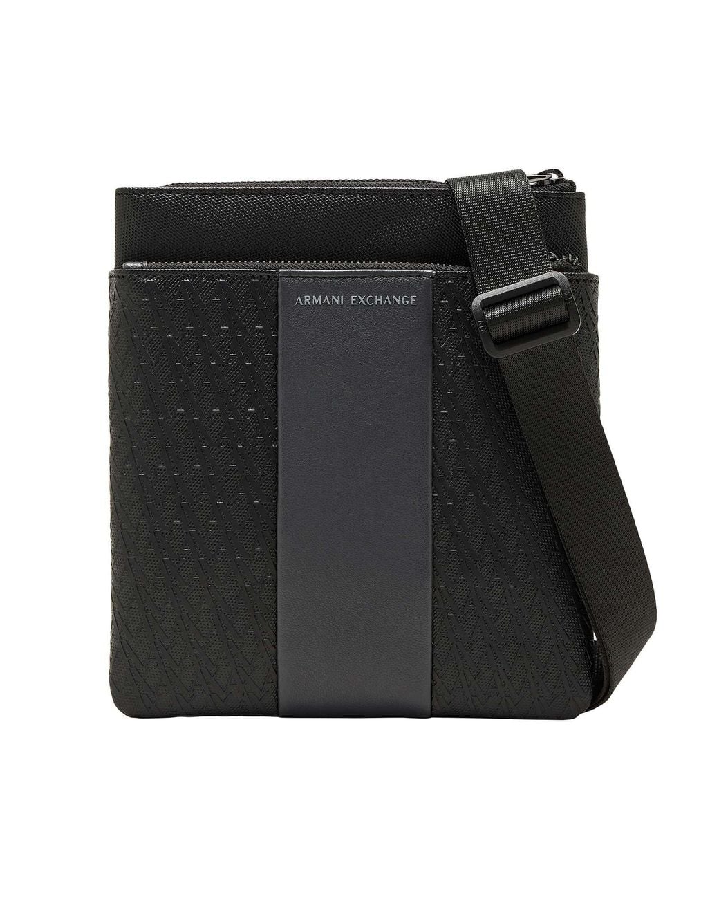 ARMANI EXCHANGE Black Textured Logo Crossbody Bag for men