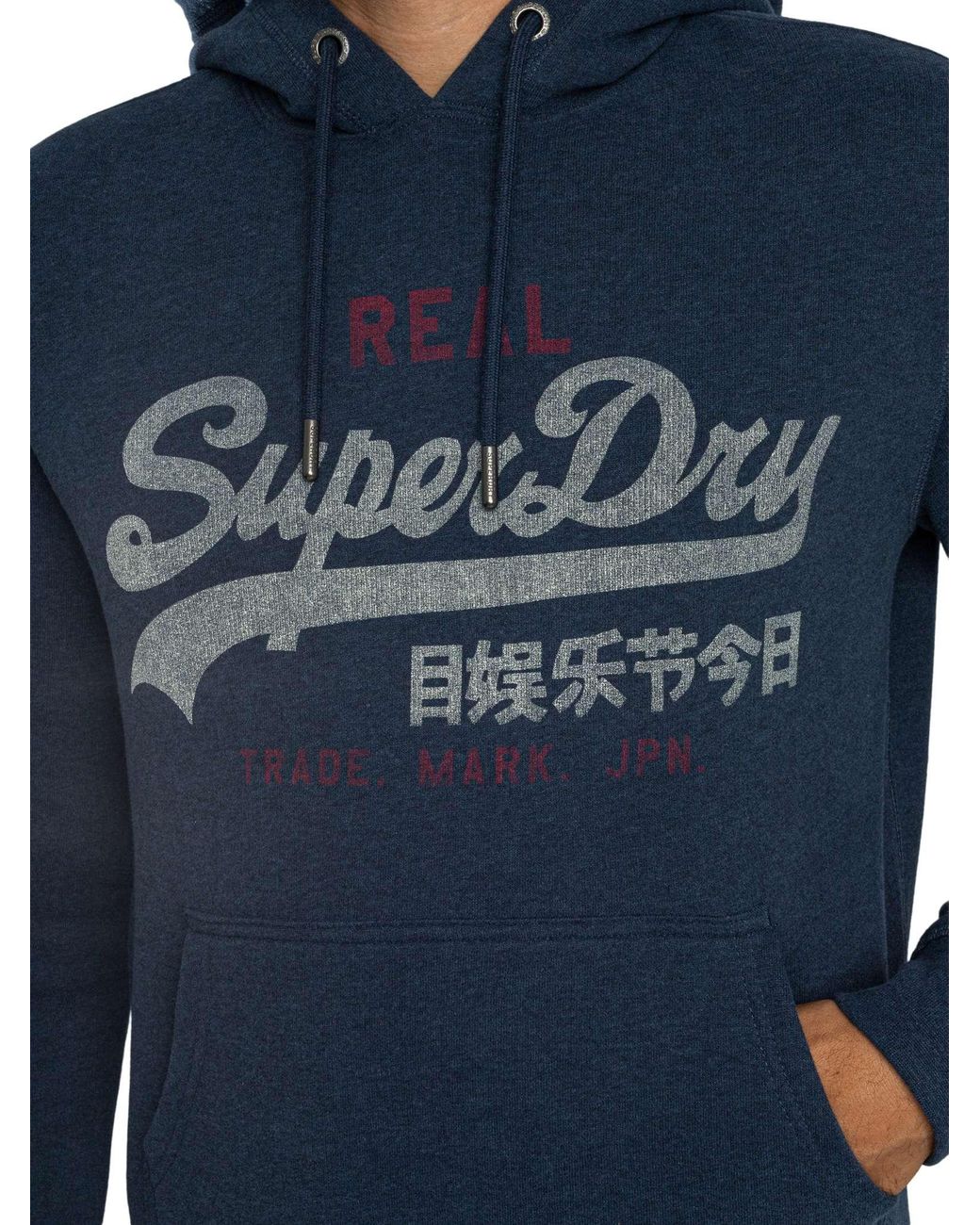 Superdry Blue Heritage Relaxed Pullover Hoodie for men