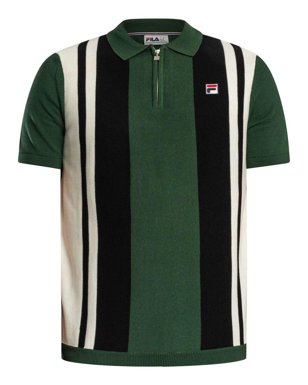 Fila Green Lazar Knitted Colour Block Zip Polo Shirt for men