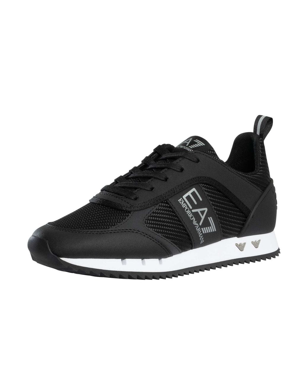 EA7 Black Mesh Logo Trainers for men