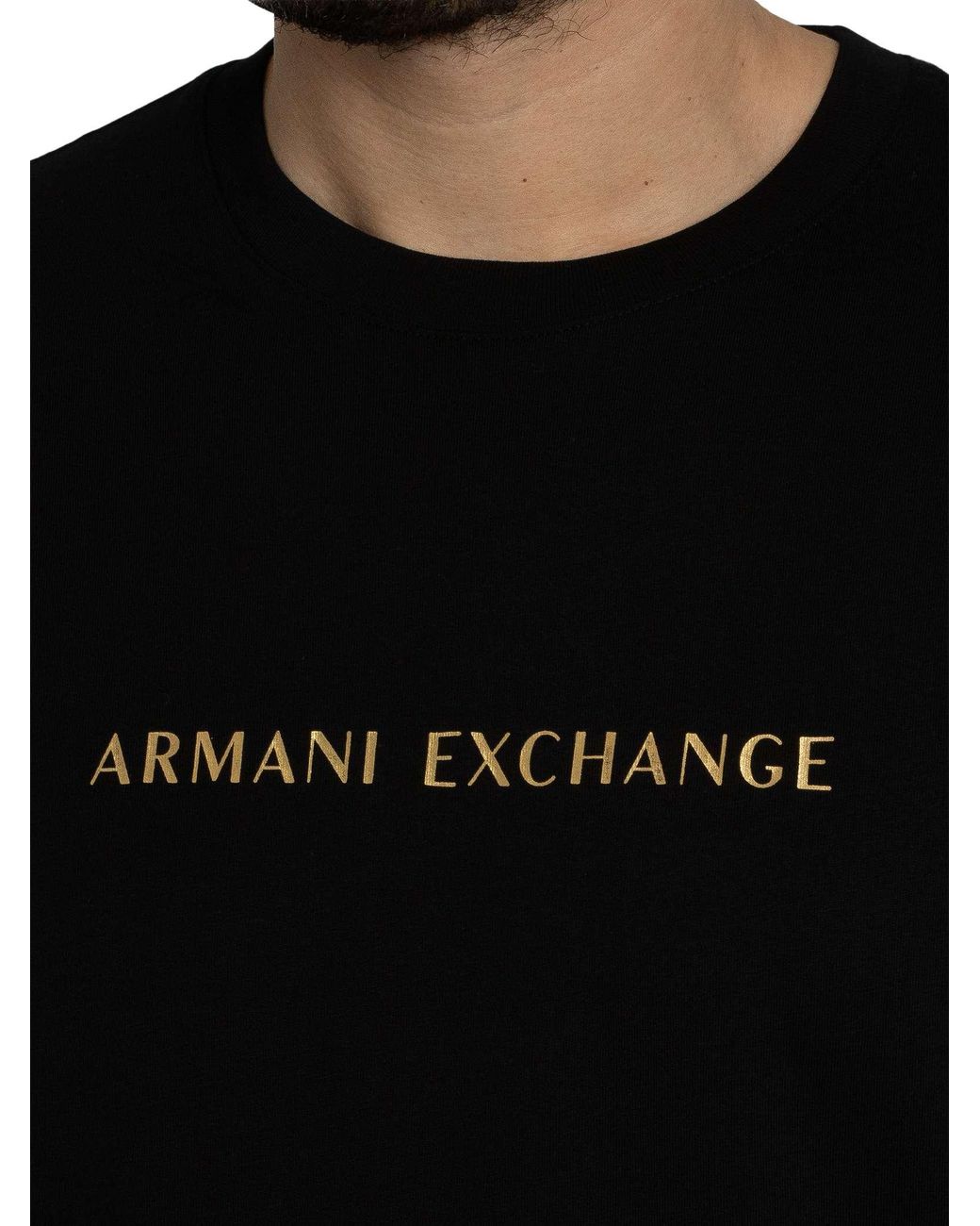 ARMANI EXCHANGE Black Centre Logo T-Shirt for men