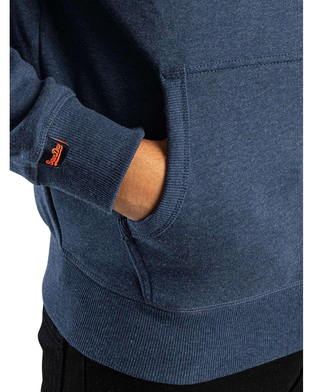 Superdry Blue Essential Logo Pullover Hoodie for men