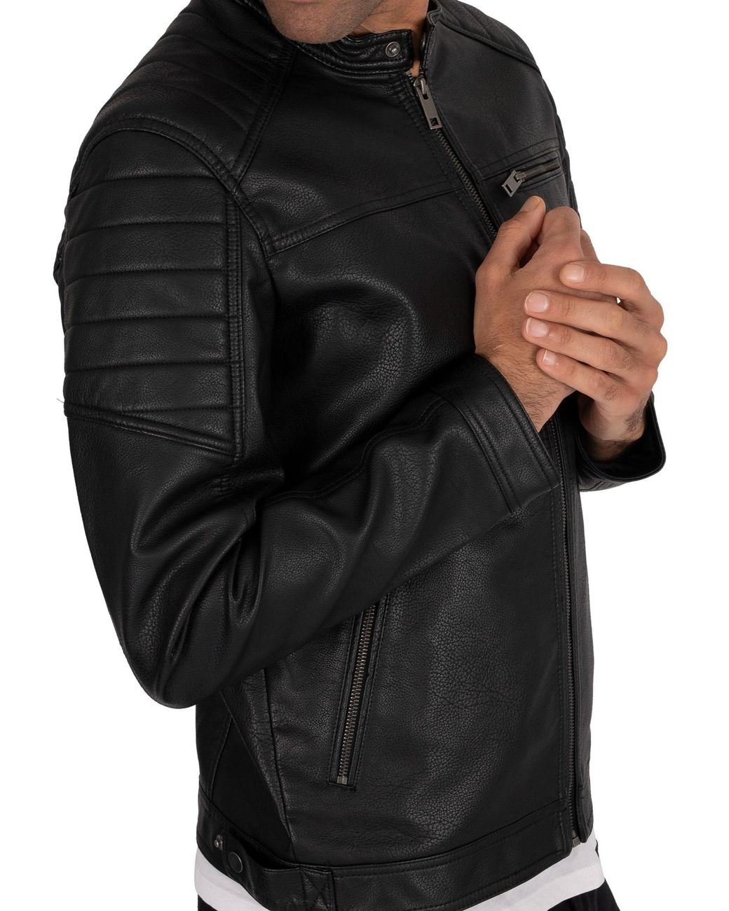 Jack & Jones Rocky Leather Jacket in Black for Men | Lyst