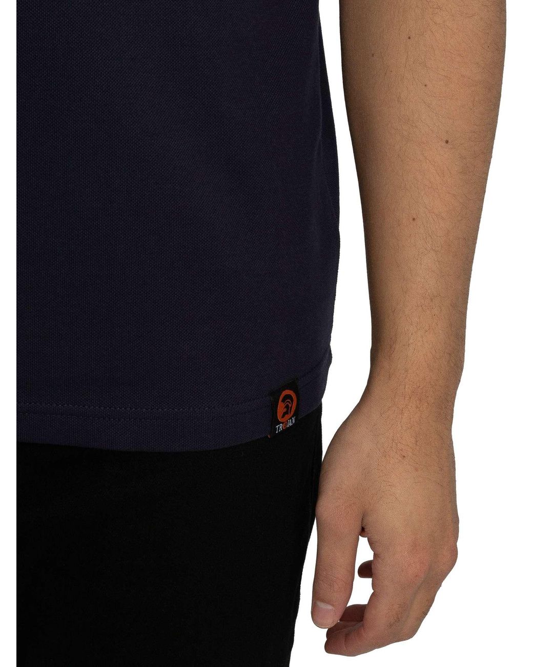 Trojan Blue Flag Print Pique T-Shirt for men