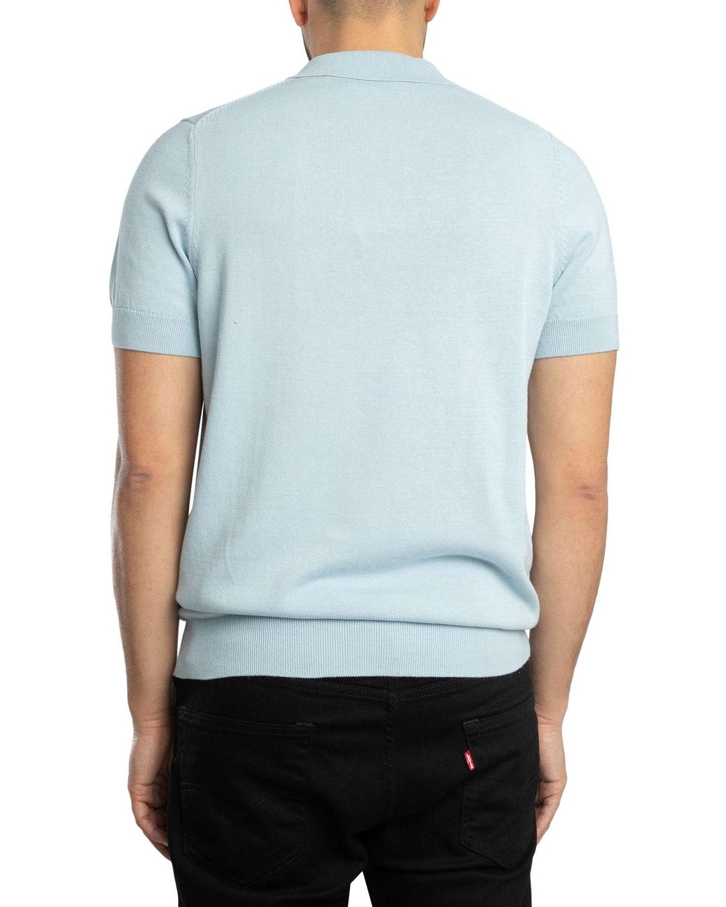 Lyle & Scott Blue Cotton Short Sleeve Knitted Polo Shirt for men