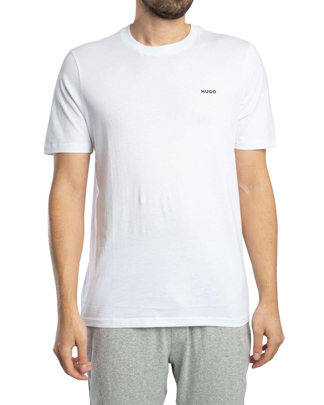HUGO White Dero222 Logo T-Shirt for men