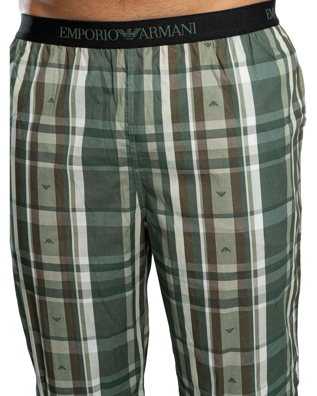 Emporio Armani Black Check Eagle Longsleeved Pyjama Set for men