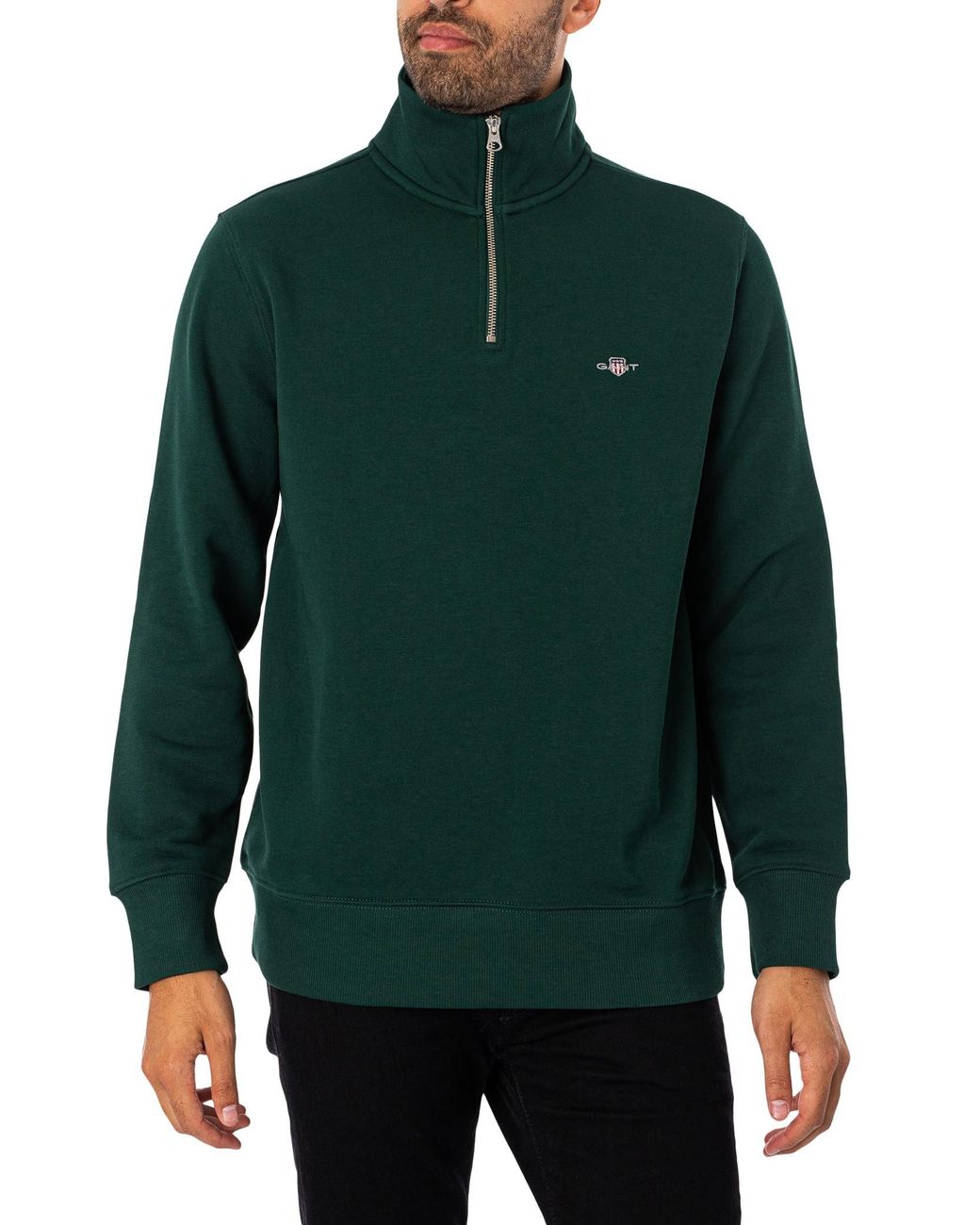Gant Green Regular Shield Half Zip Sweatshirt for men