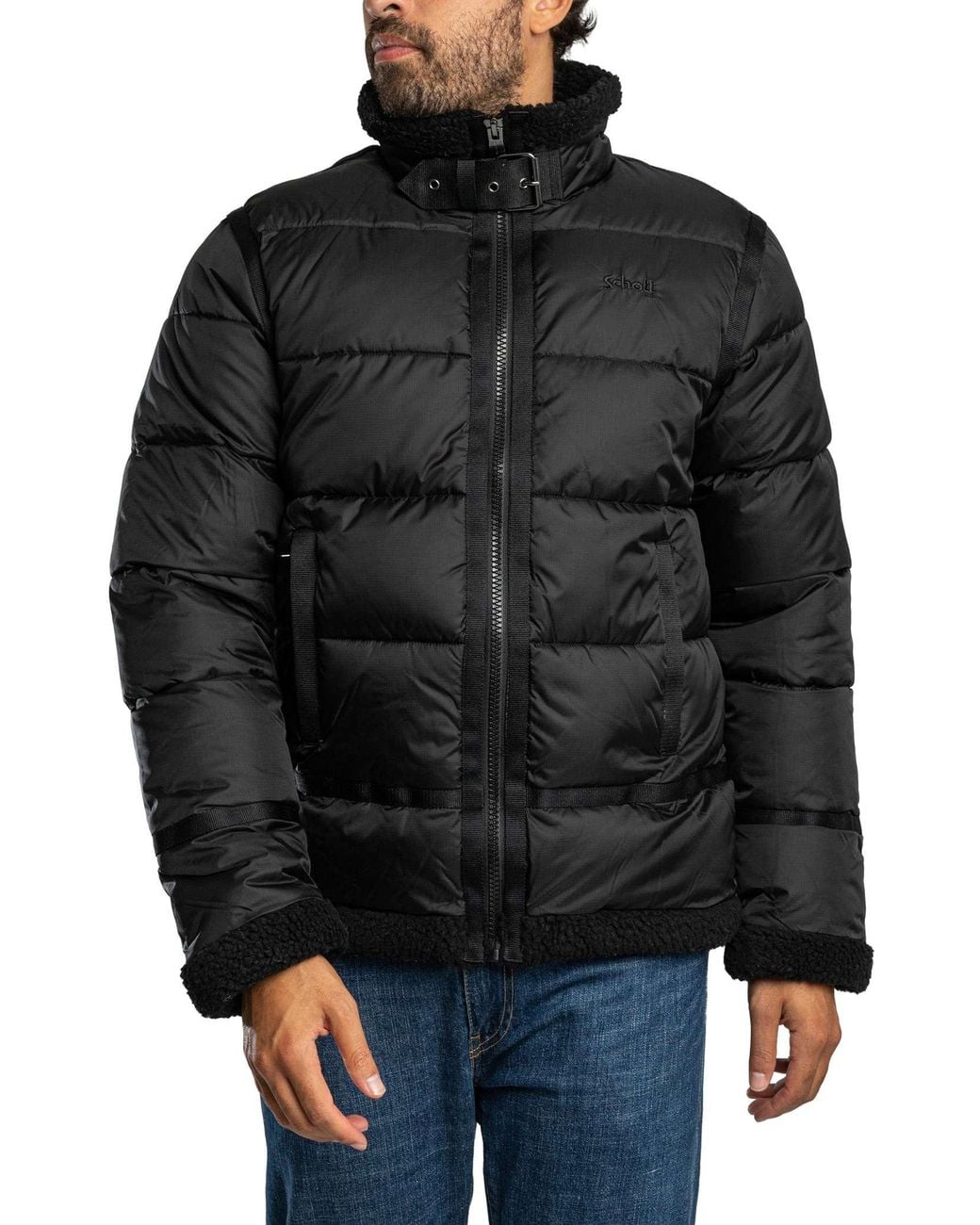 Schott Nyc Black Puffer Jacket for men