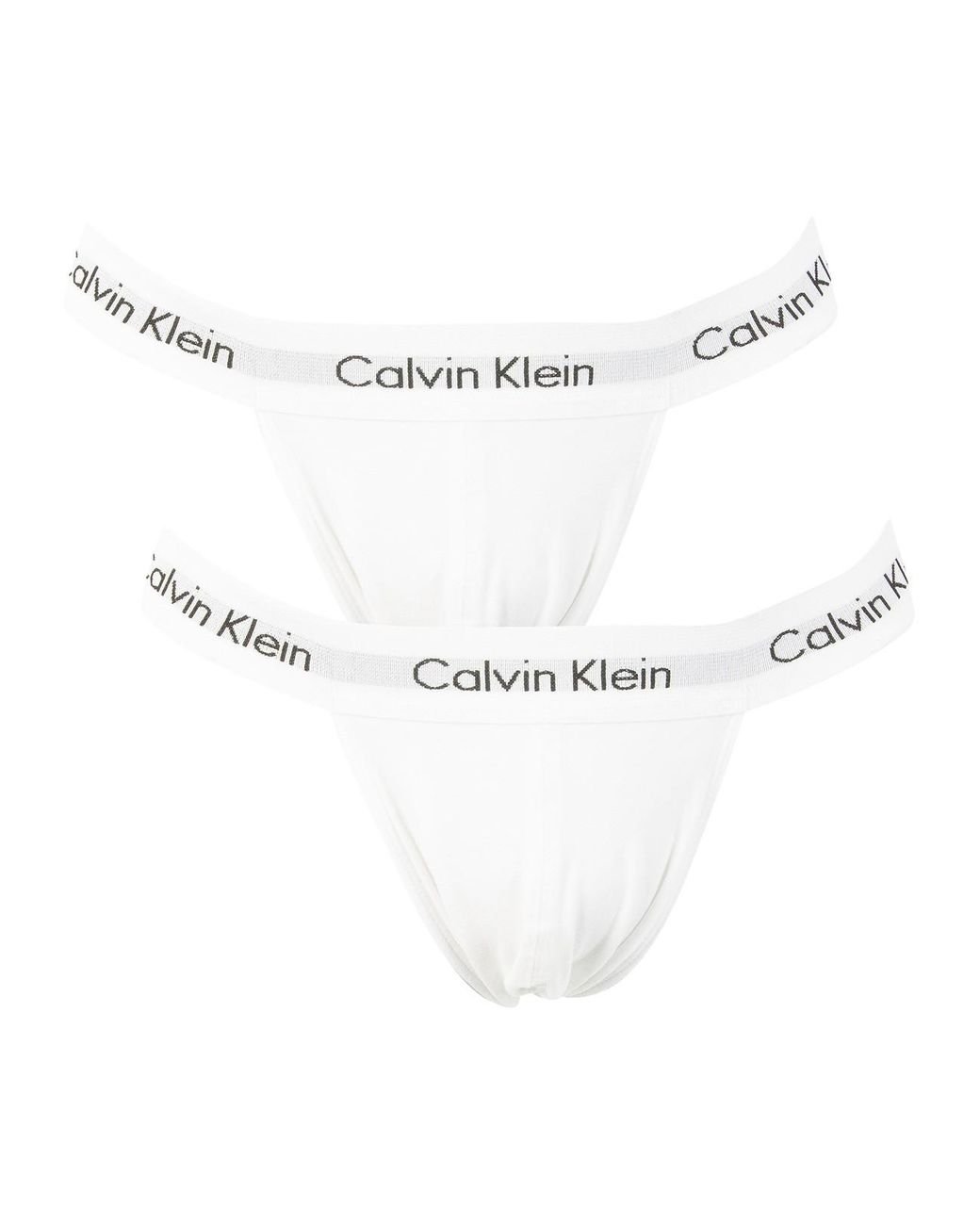 Calvin Klein 2 Pack Cotton Stretch Jockstrap in White for Men | Lyst UK