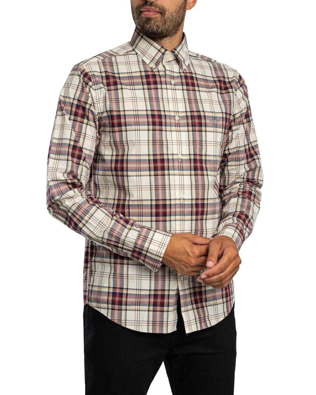 Gant Gray Regular Poplin Check Shirt for men