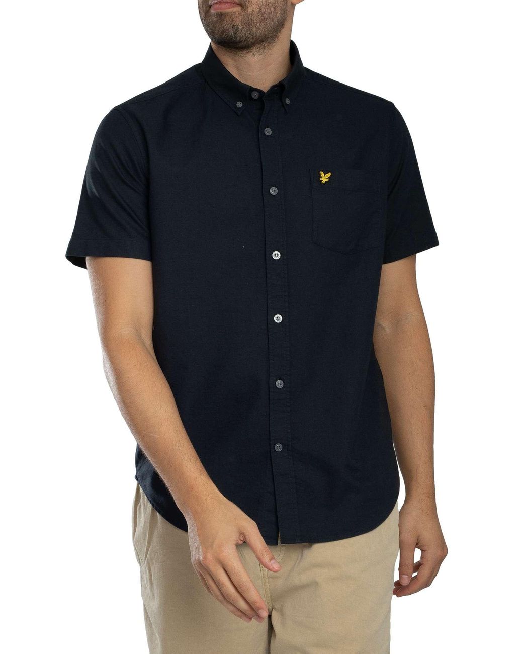 Lyle & Scott Black Short Sleeved Oxford Shirt for men