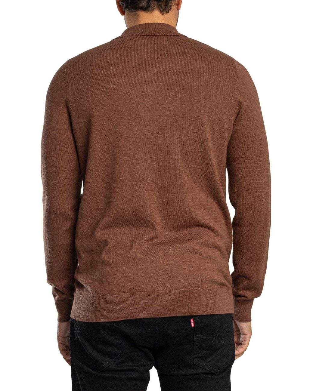 Lyle & Scott Brown Cotton Merino Knit Longsleeved Polo Shirt for men