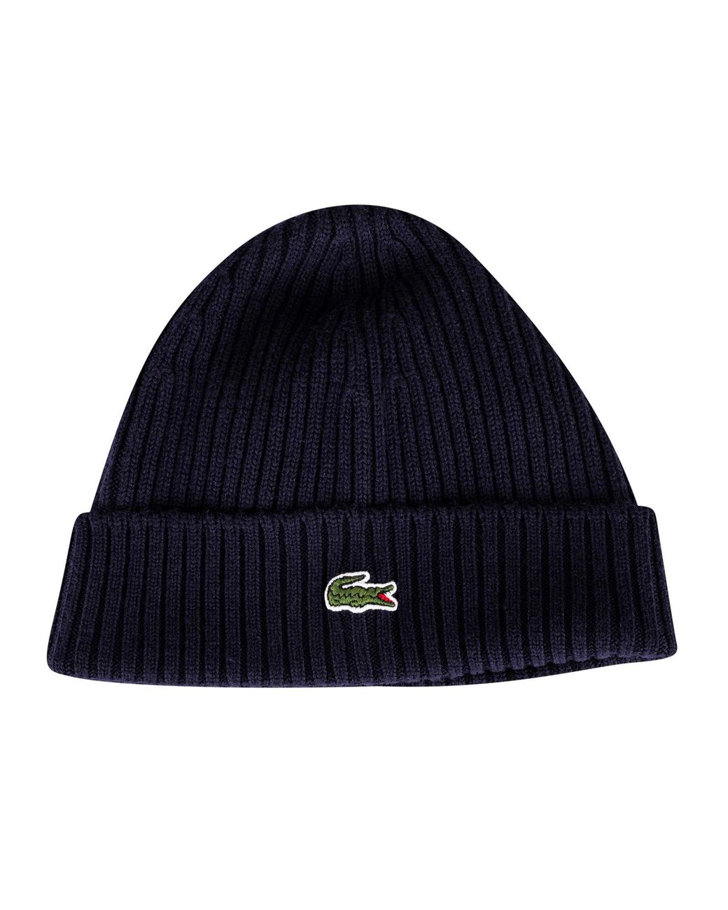 Lacoste Blue Ribbed Embroidered Logo Beanie for men
