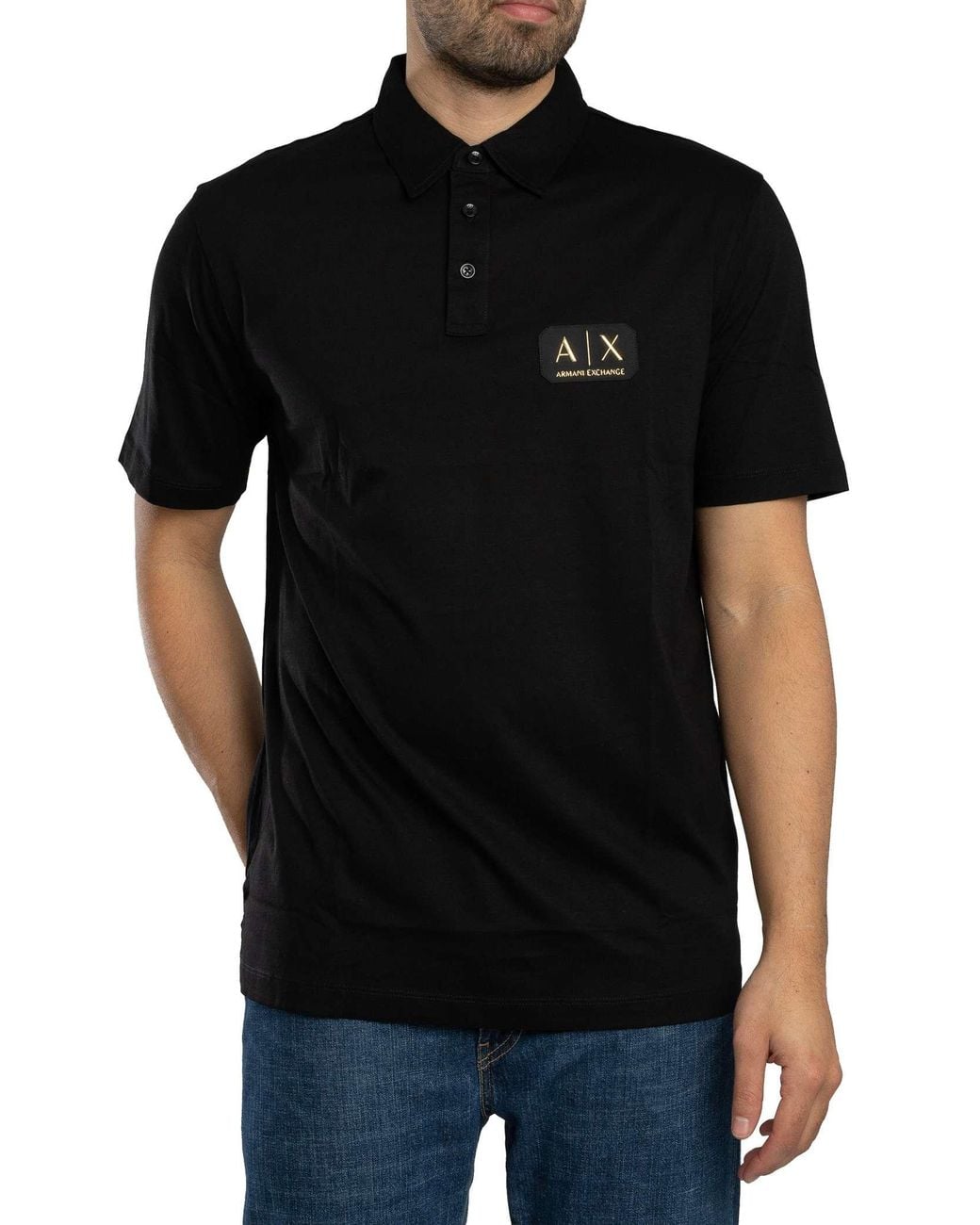 ARMANI EXCHANGE Black Box Logo Polo Shirt for men