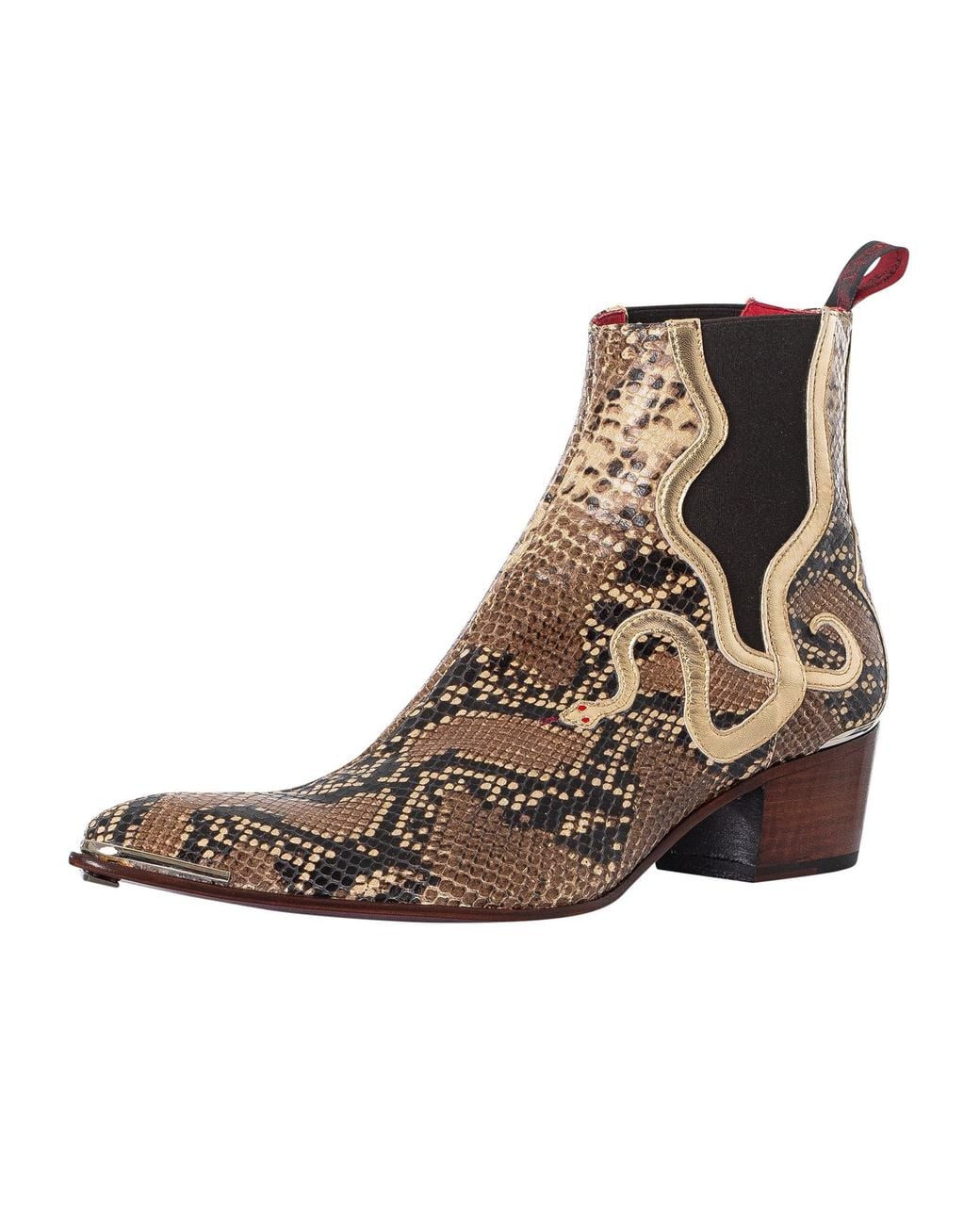 Jeffery West Brown Print Snake Chelsea Boots for men