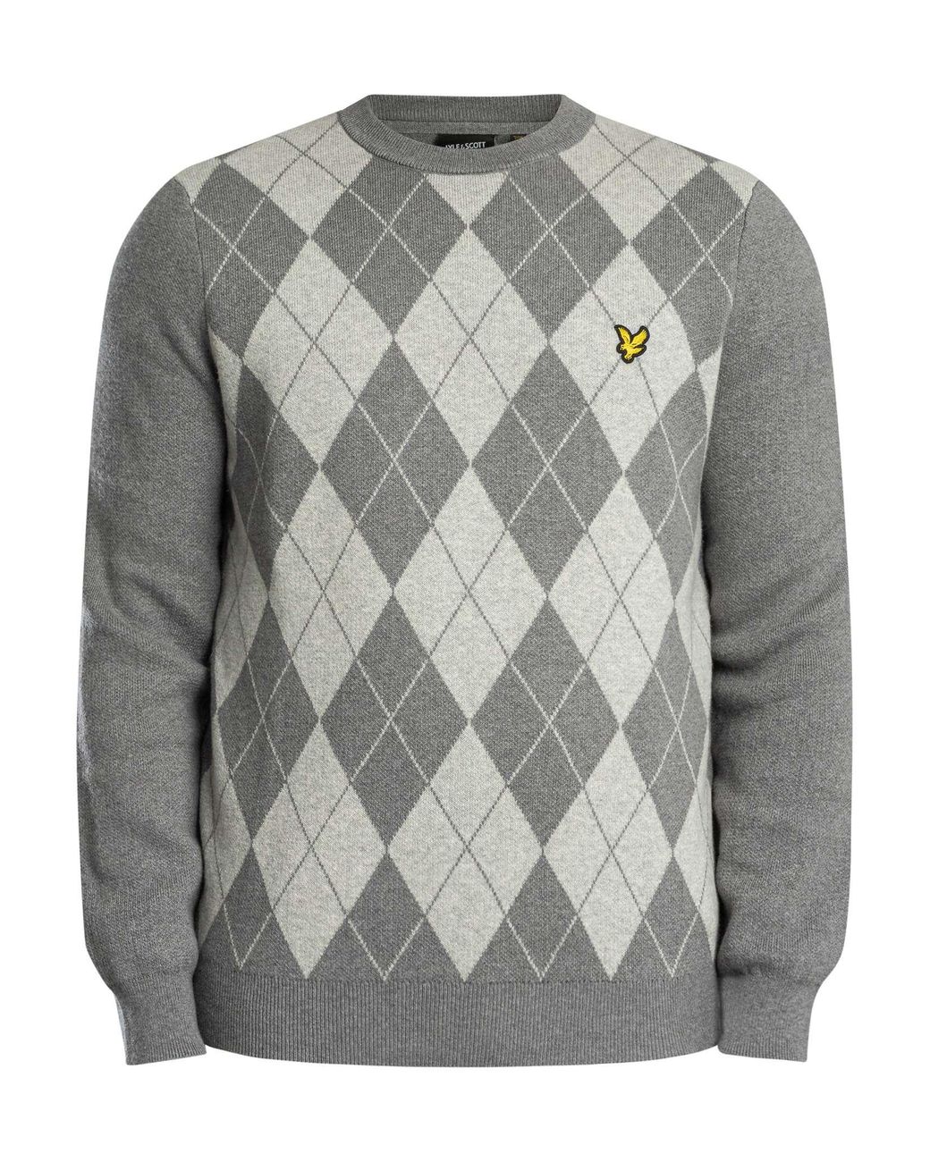 Lyle & Scott Gray Cotton Merino Argyle Jumper for men