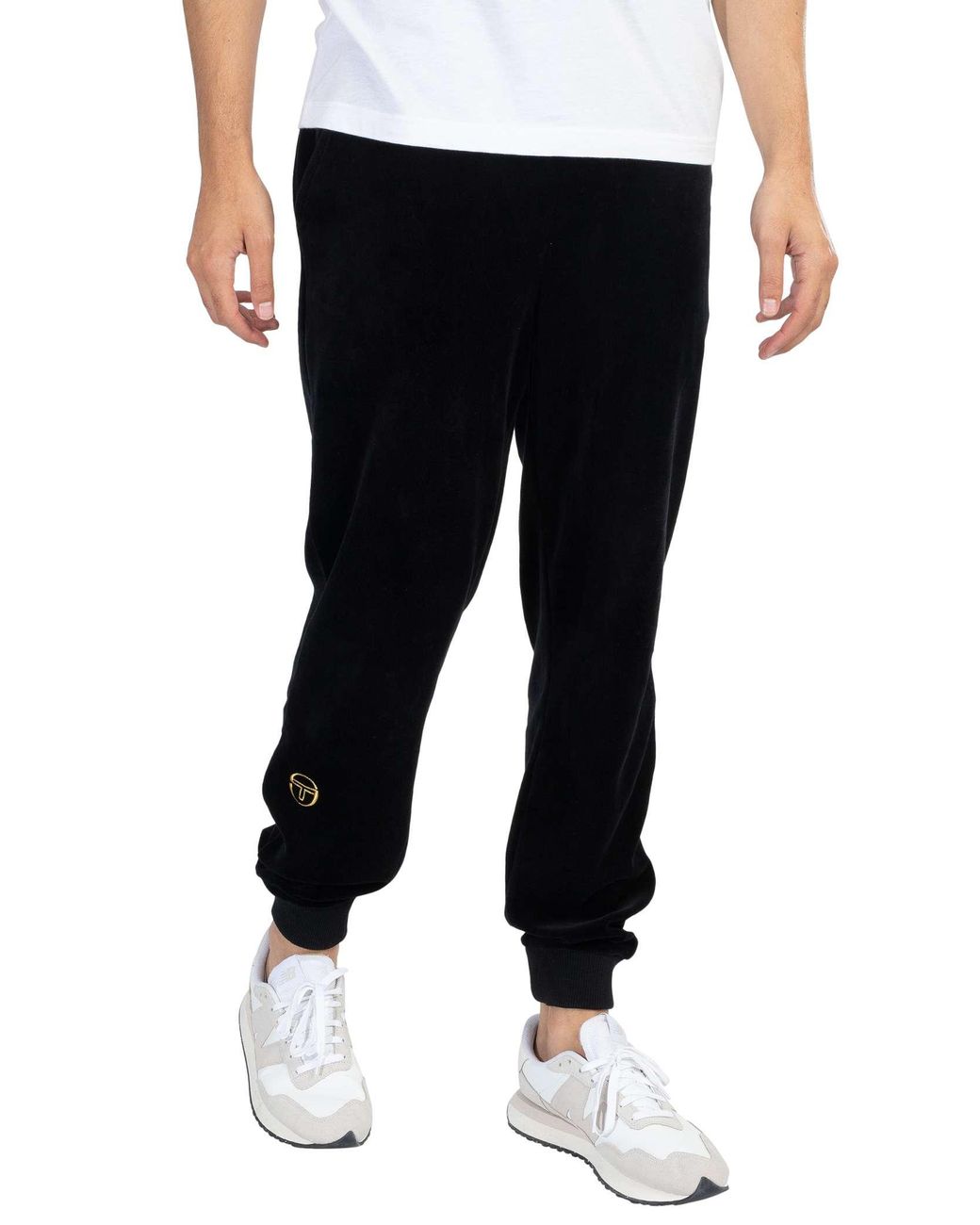 Sergio Tacchini Black Court Velour Track Joggers for men