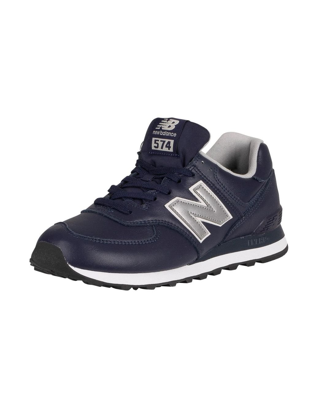 New Balance 574 Leather Trainers in Blue for Men Lyst Australia