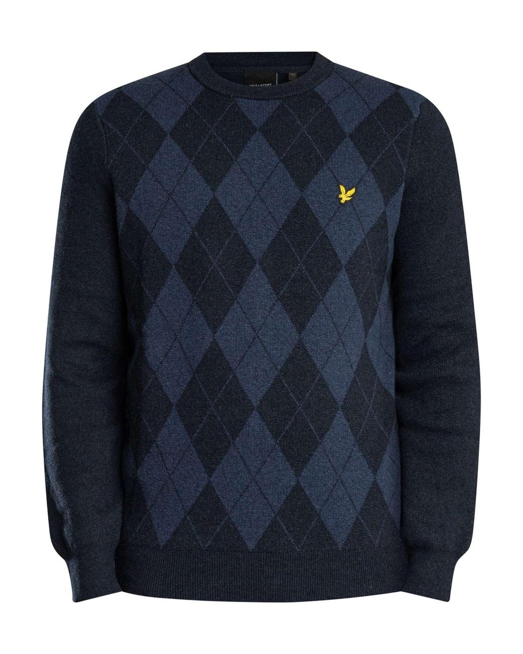Lyle & Scott Blue Cotton Merino Argyle Jumper for men
