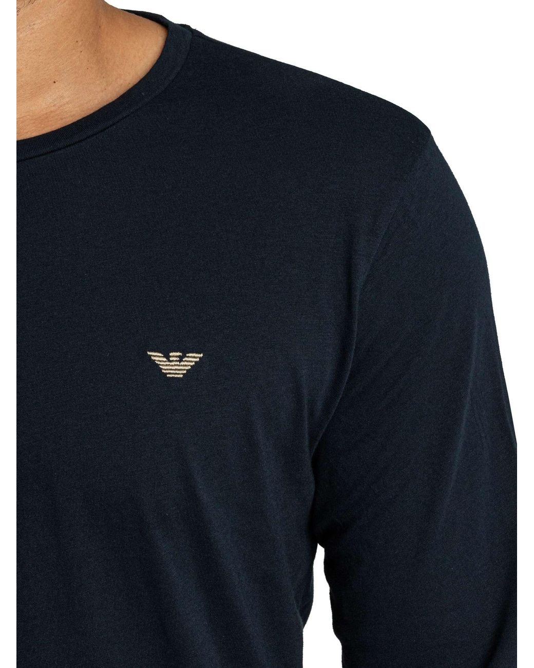 Emporio Armani Blue Big Check Longsleeved Pyjama Set for men