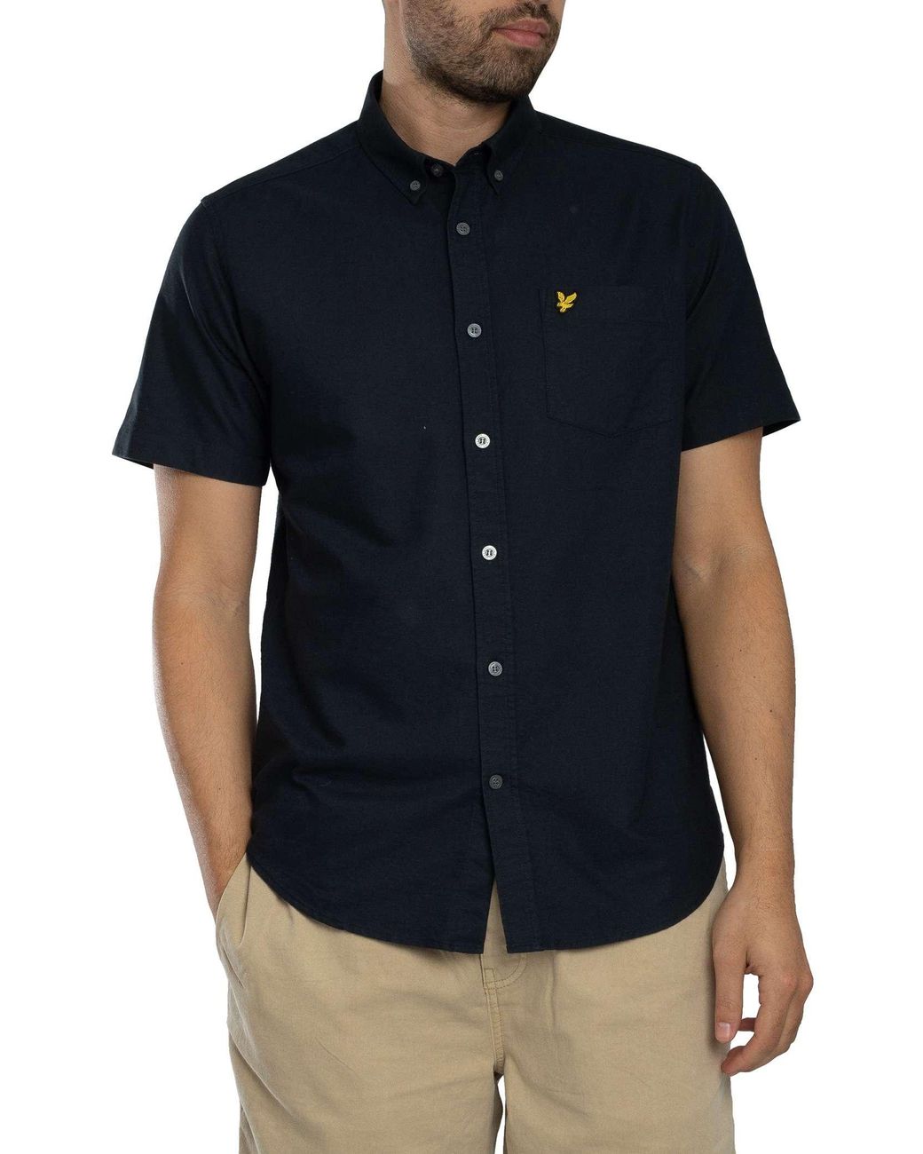 Lyle & Scott Black Short Sleeved Oxford Shirt for men