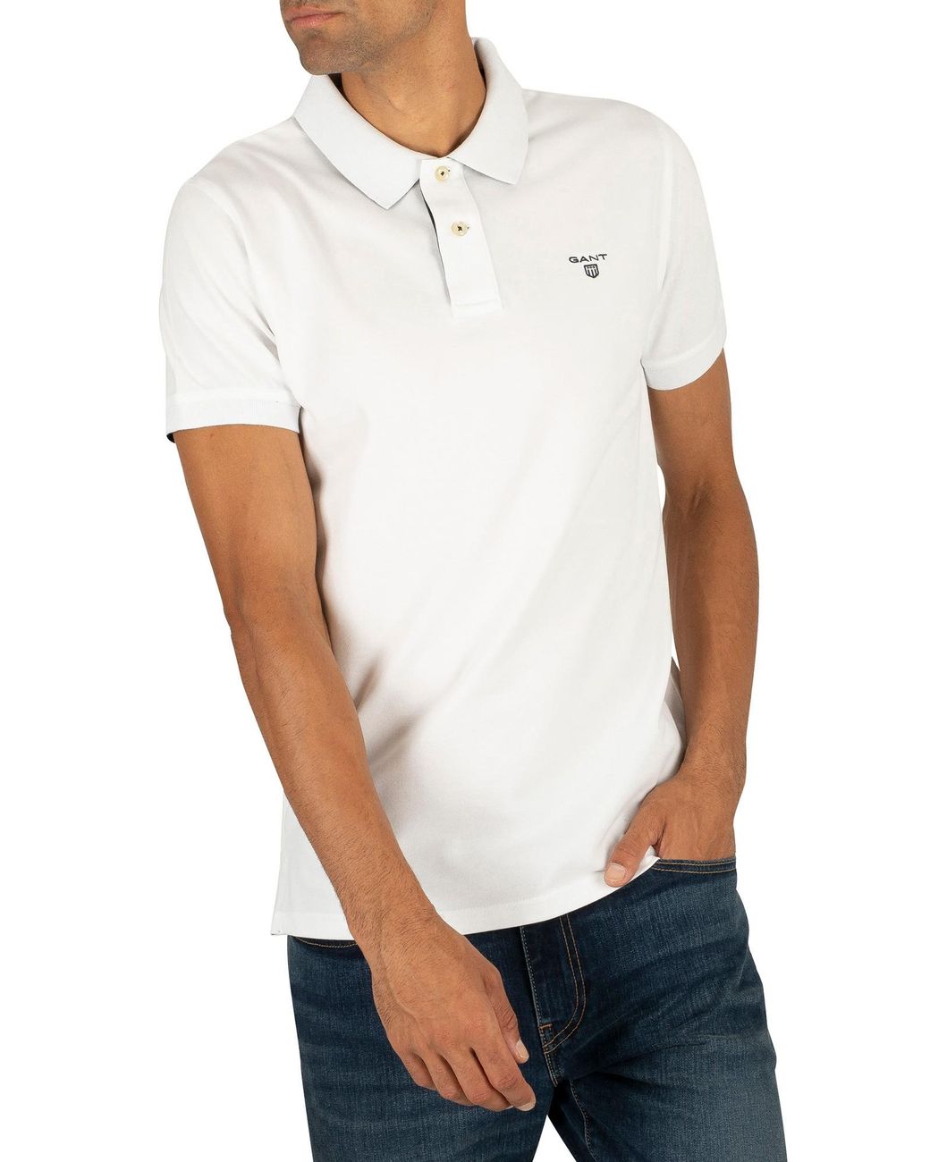 GANT Cotton Contrast Collar Pique Rugger Polo Shirt in White for Men | Lyst