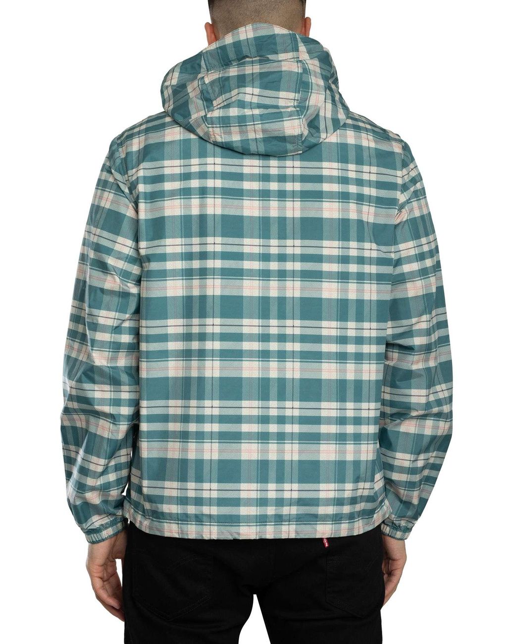 Lyle & Scott Blue Tartan Hooded Zip Through Jacket for men