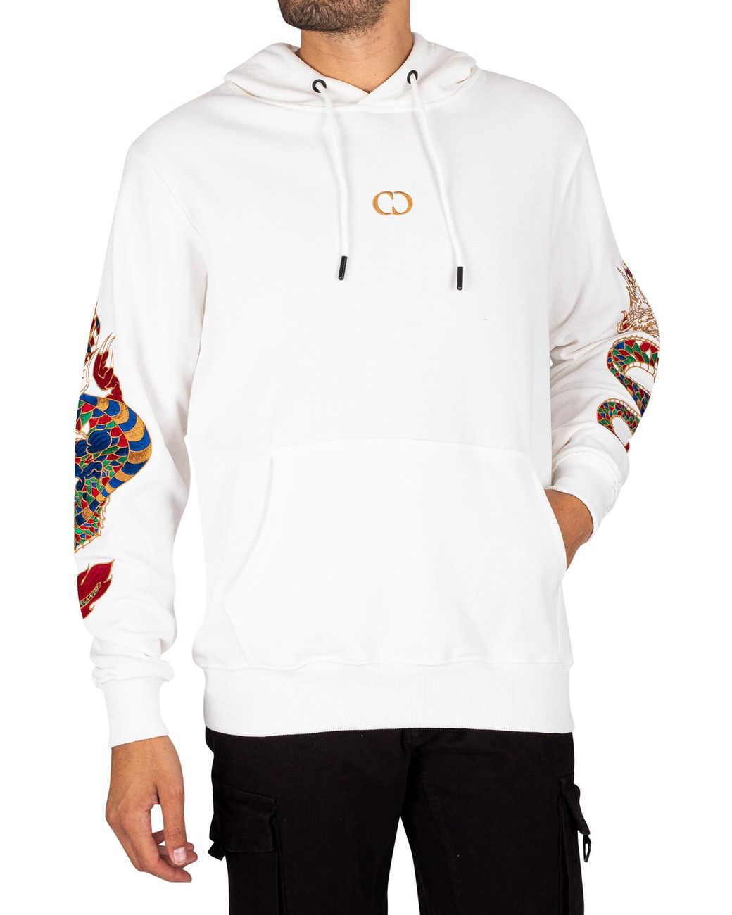 Criminal Damage Golden Dragon Pullover Hoodie in White for Men | Lyst