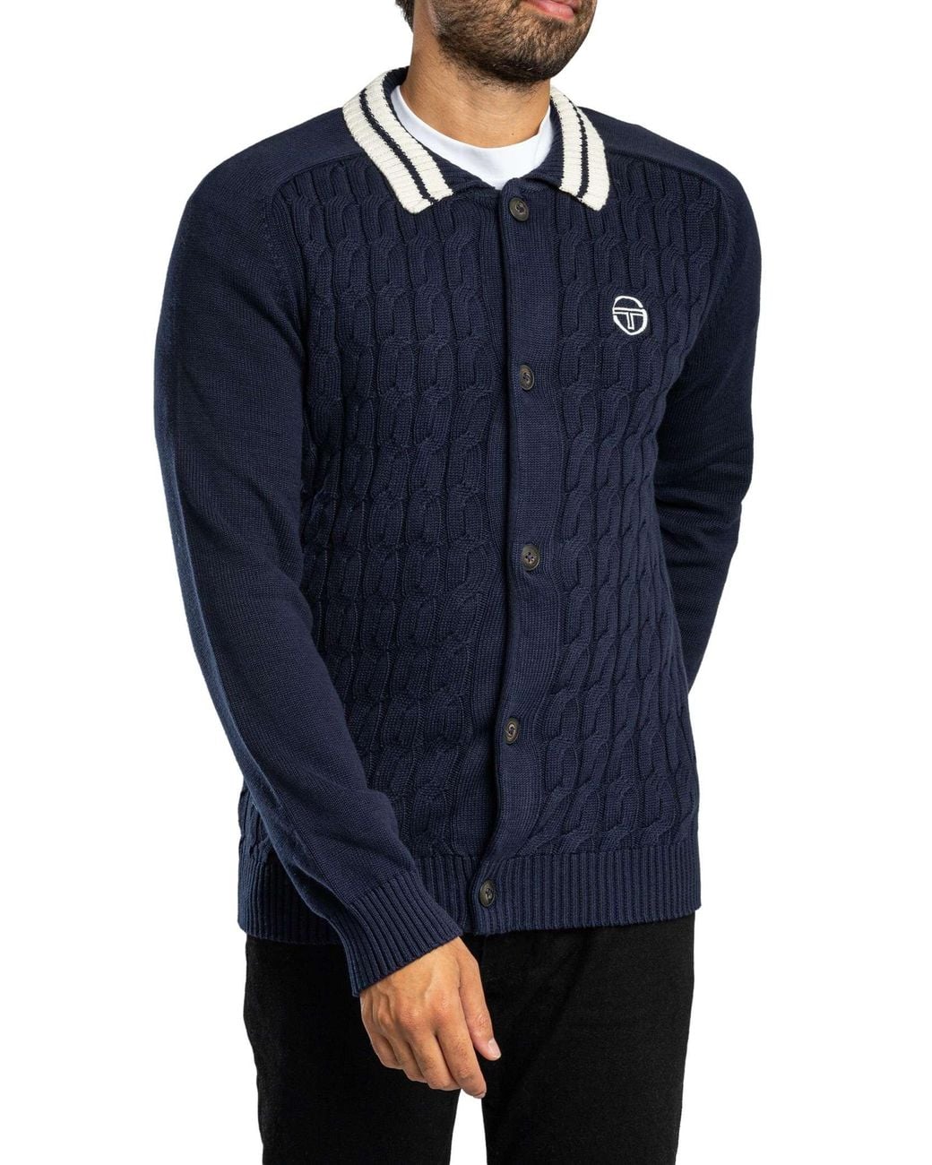 Sergio Tacchini Blue Brutta Knitted Cardigan for men
