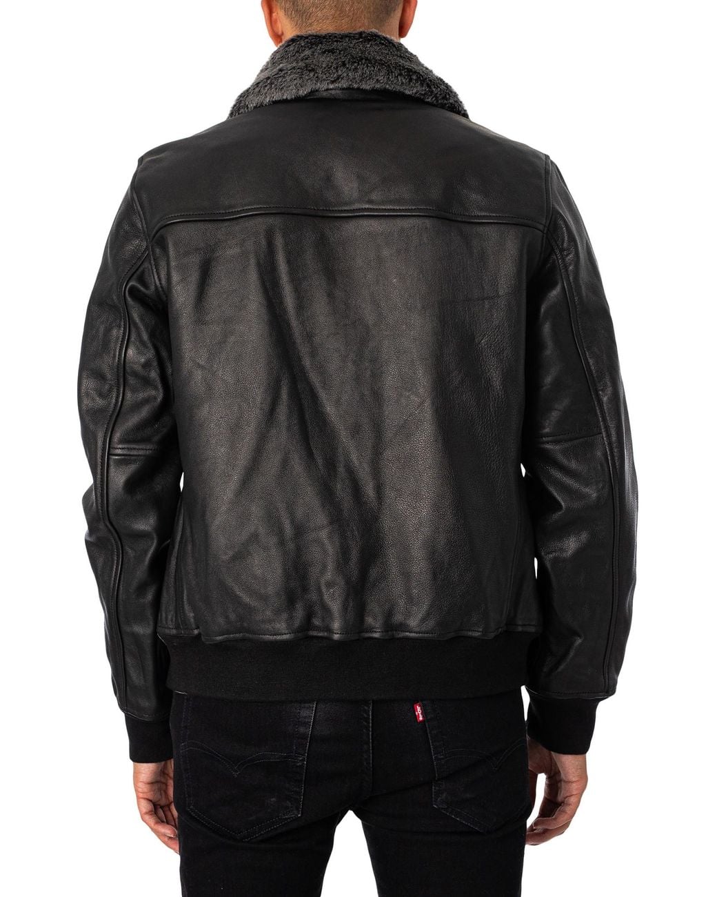 Schott Nyc Black Leather Flight Jacket for men